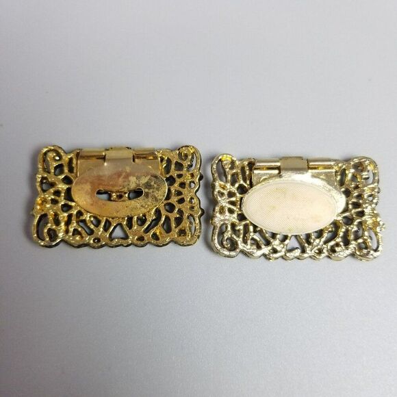 Vintage Tip Toe Gold Tone Filigree Sweater, Dress or Shoe Clips Set Of 2, Estate - Picture 3 of 8